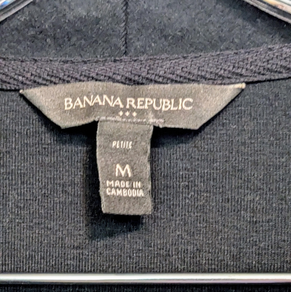 Banana Republic Women's Petite Jacket Black Full Zip Shawl Collar Pockets MP - Picture 3 of 9